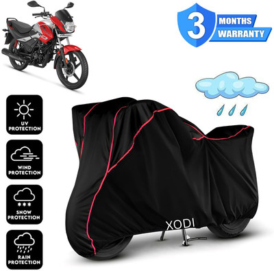 xodi Waterproof Two Wheeler Cover for Hero(Passion, Black, Red)