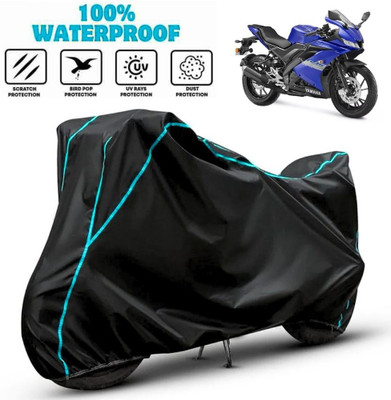 favy Waterproof Two Wheeler Cover for Yamaha(R15S, Black, Blue)