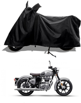 GROFATIK Two Wheeler Cover for Royal Enfield(Classic Gunmetal BS6, Black)
