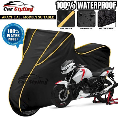 Car Styling Waterproof Two Wheeler Cover for TVS(Apache RTR 160, Black, Yellow)