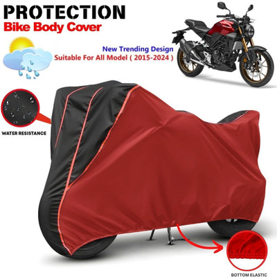 CABRY Waterproof Two Wheeler Cover for Honda(CB300R, Red, Black)