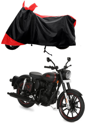 GROFATIK Two Wheeler Cover for Royal Enfield(Classic Stealth Black, Red)