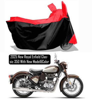 Amexride Two Wheeler Cover for Royal Enfield(Classic 350, Red, Black)