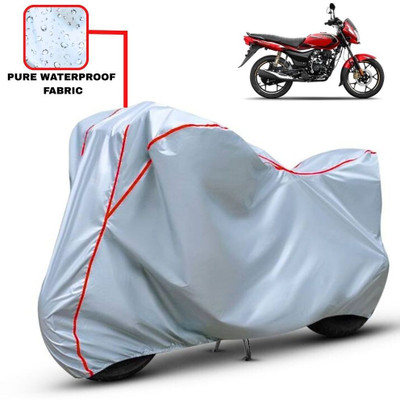 Delphinium Waterproof Two Wheeler Cover for Bajaj(Platina 110, Silver, Red)