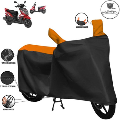 ZAQE Waterproof Two Wheeler Cover for Yamaha(Ray Z, Black, Orange)
