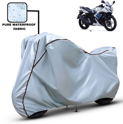 Delphinium Waterproof Two Wheeler Cover for Yamaha(R15S, Silver, Black)