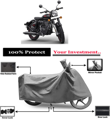 Amexride Two Wheeler Cover for Royal Enfield(350 BS6, Grey)