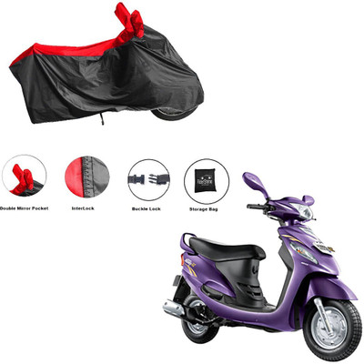 RiderShine Waterproof Two Wheeler Cover for Mahindra(Rodeo, Black, Red)
