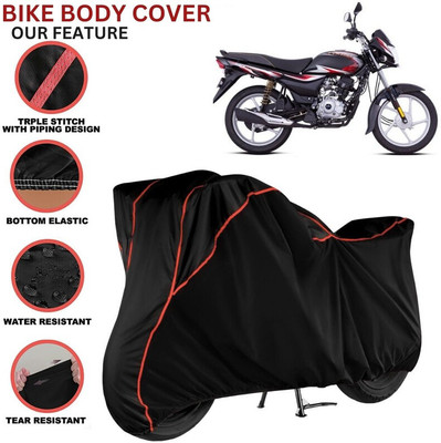 kerwa Waterproof Two Wheeler Cover for Bajaj(Platina 100, Black, Red)