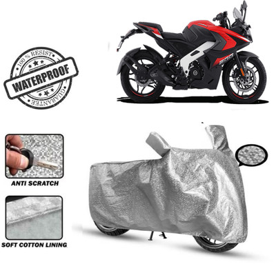 ROYAL AUTO MART Waterproof Two Wheeler Cover for Bajaj(Pulsar RS 200, Silver)