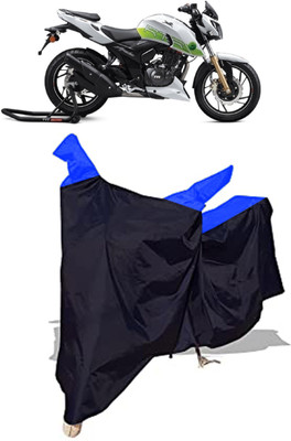 Amexride Two Wheeler Cover for TVS(Apache RTR 200 Fi E100, Black, Blue)