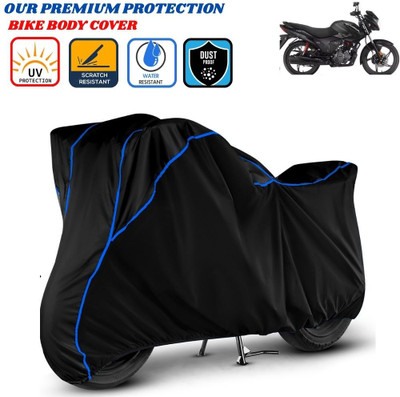 Delphinium Waterproof Two Wheeler Cover for Hero(Glamour, Black, Blue)