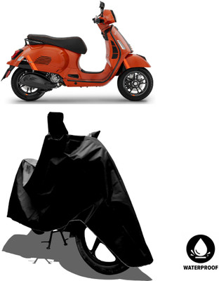 Amexride Waterproof Two Wheeler Cover for Vespa(GTS Super 300, Black)