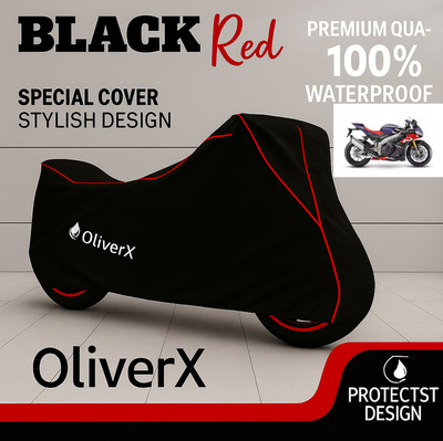 OliverX Waterproof Two Wheeler Cover for Aprilia(RSV4, Black, Red)