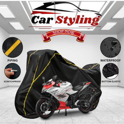 Car Styling Waterproof Two Wheeler Cover for Suzuki(Gixxer SF 150, Black, Blue)
