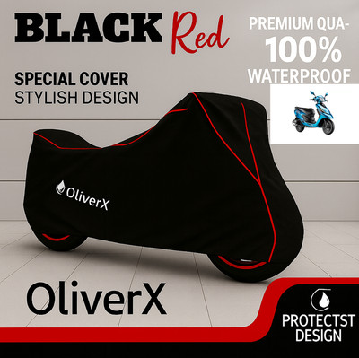 OliverX Waterproof Two Wheeler Cover for TVS(Scooty Zest, Black, Red)