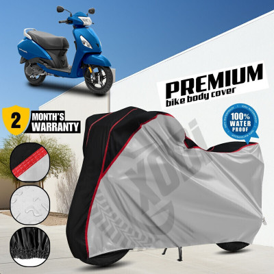 xodi Waterproof Two Wheeler Cover for TVS(Jupiter, Silver, Black)