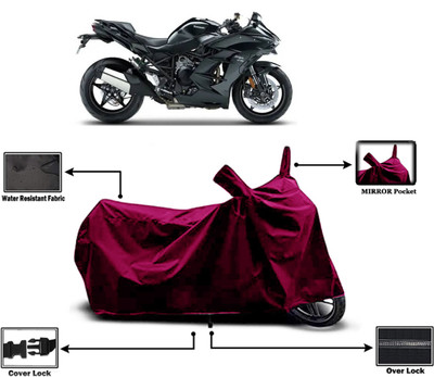 Amexride Two Wheeler Cover for Kawasaki(Ninja H2 SX BS6, Maroon)