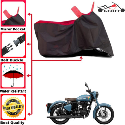 AASHTIK MART Two Wheeler Cover for Royal Enfield(Classic 350 Signals, Red, Black)