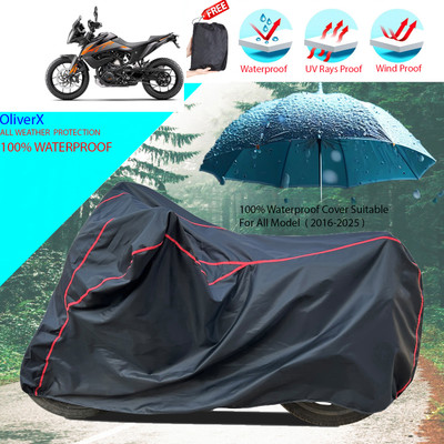 OliverX Waterproof Two Wheeler Cover for KTM(390 Adventure BS6, Black)