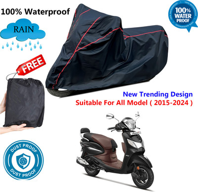 AutoGalaxy Waterproof Two Wheeler Cover for Hero(Pleasure Plus, Black, Red)