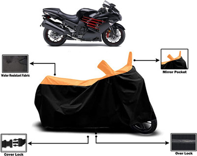 Amexride Two Wheeler Cover for Kawasaki(Ninja ZX-14R, Orange)