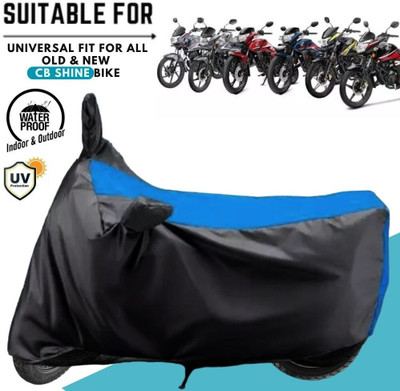 MADAFIYA Waterproof Two Wheeler Cover for Honda, Universal For Bike(CB Shine, Black, Blue)