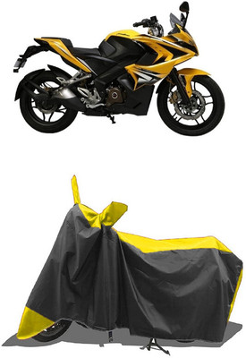 SUGASHRI Waterproof Two Wheeler Cover for Bajaj(Pulsar SS400, Yellow, Black)