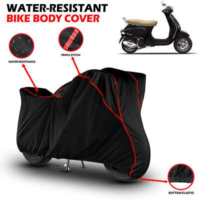 GKG Waterproof Two Wheeler Cover for Vespa(VXL 125 BS6, Black, Red)