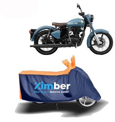 ZIMBER Two Wheeler Cover for Royal Enfield(Classic 350 Signals, Orange, Blue)