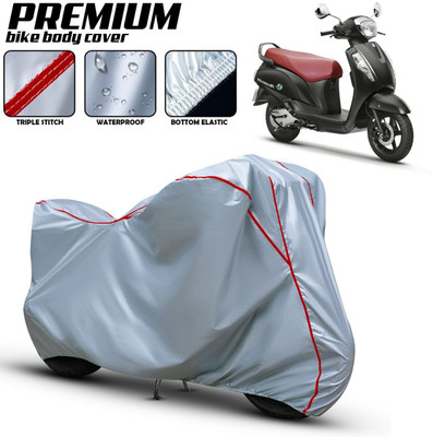 Car Life Waterproof Two Wheeler Cover for Suzuki(Access, Black, Silver)