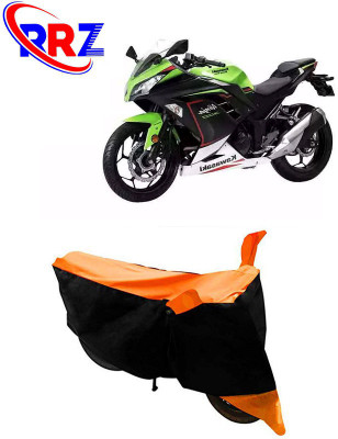 RRZ Waterproof Two Wheeler Cover for Kawasaki(Ninja 300, Black, Orange)