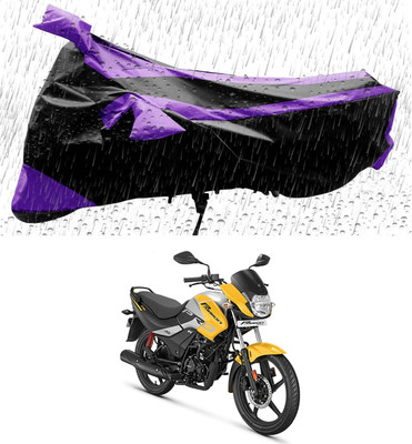 Mdstar Waterproof Two Wheeler Cover for Hero(Passion Pro, Black, Purple)