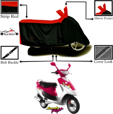 AASHTIK MART Two Wheeler Cover for TVS(Pep Plus, Red, Black)