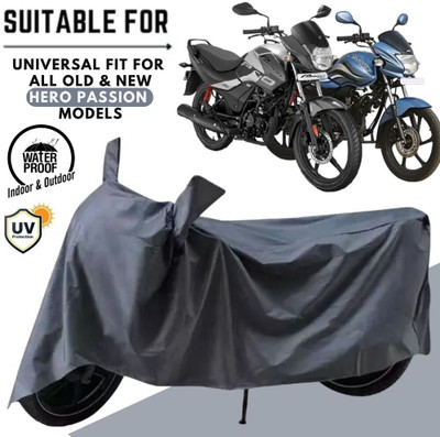 MADAFIYA Waterproof Two Wheeler Cover for Hero(Passion Plus, Grey)