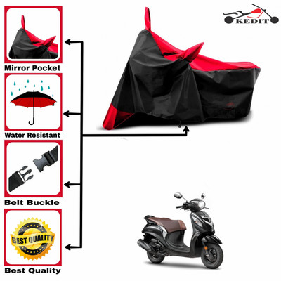 AASHTIK MART Two Wheeler Cover for Yamaha(Fascino, Red, Black)