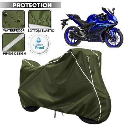kerwa Waterproof Two Wheeler Cover for Yamaha(YZF R3, Green, White)
