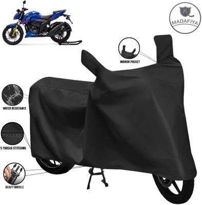 MADAFIYA Waterproof Two Wheeler Cover for TVS(Apache RTR 200 4V, Black)