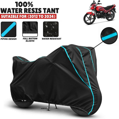 Mwiss Waterproof Two Wheeler Cover for Hero(Passion Plus, Black, Blue)