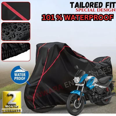 OliverX Waterproof Two Wheeler Cover for Hero(Passion, Black, Red)