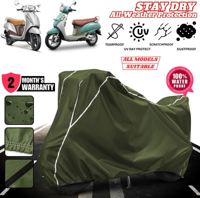 OliverX Waterproof Two Wheeler Cover for Suzuki(Access 125, Green, White)