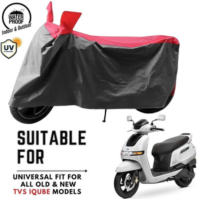 ZAQE Waterproof Two Wheeler Cover for TVS(iQube, Grey, Red)