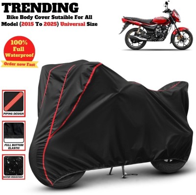 CAROXON Waterproof Two Wheeler Cover for Bajaj(Platina 110, Black, Red)