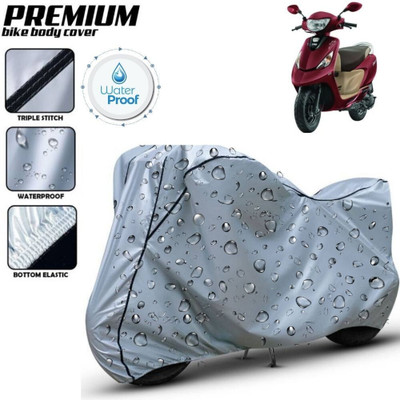 Delphinium Waterproof Two Wheeler Cover for TVS(Scooty Zest, Silver, Black)