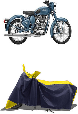 SUGASHRI Waterproof Two Wheeler Cover for Royal Enfield(Classic Squadron BS6, Yellow, Blue)