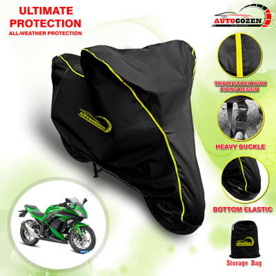 AUTOCOZEN Waterproof Two Wheeler Cover for Kawasaki(Ninja 300, Black)
