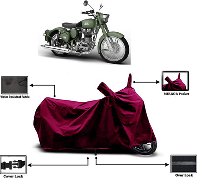 Amexride Two Wheeler Cover for Royal Enfield(Battle Green, Maroon)
