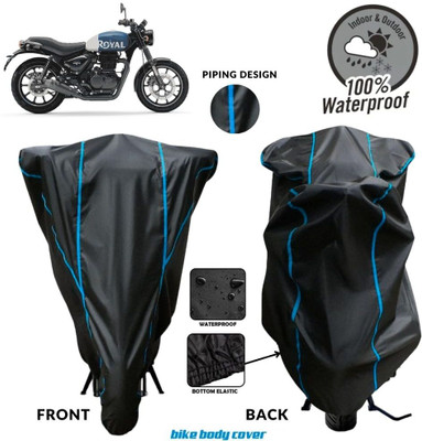 MADAFIYA Two Wheeler Cover for Royal Enfield(Hunter 350, Black, Blue)