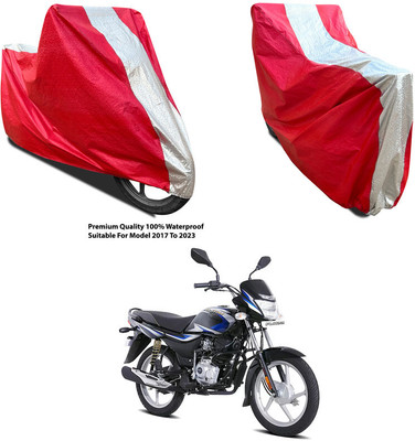 AutoGalaxy Waterproof Two Wheeler Cover for Bajaj(Platina 100 DTS-i, Silver, Red)