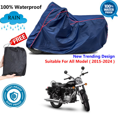 AUTOCAD Waterproof Two Wheeler Cover for Royal Enfield(Bullet 350 New BS6, Blue, Red)